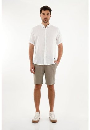 Camisa Lino Para Hombre Manga Corta