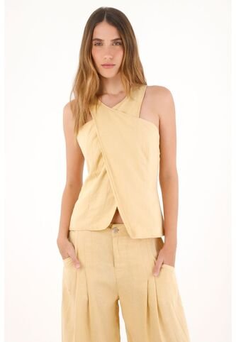 Tennis Camisa Con Diseño Cruzado Amarilla Para Mujer Tennis