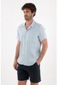 Tennis Camisa Tipo Bowling En Lino Azul Para Hombre de Tennis