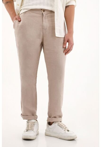 Tennis Pantalón Chino En 100% Lino Café Para Hombre