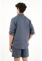 Tennis Camisa Azul Manga Larga 100% Lino Para Hombre de Tennis