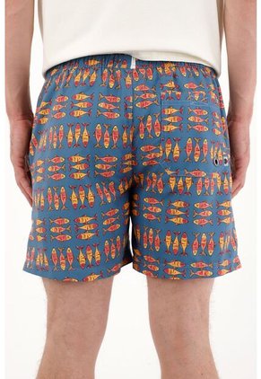 Tennis Pantaloneta De Baño Con Estampado De Peces Para Hombre