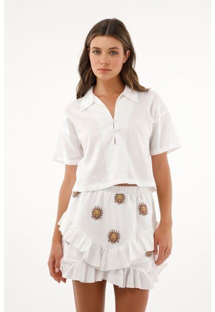 Tennis Camisa Con Escote En V Blanca Para Mujer