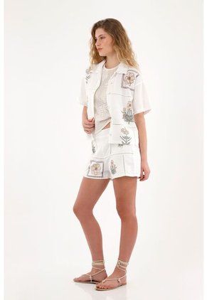 Tennis Camisa Manga Corta Con Estampados Localizados Para Mujer