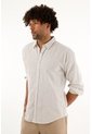 Camisa Café A Rayas Manga Larga Para Hombre de Tennis
