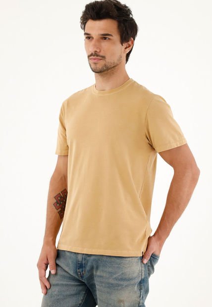 Camiseta Cuello Redondo Café Para Hombre