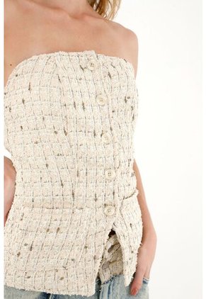 Tennis Chaleco Strapless En Tweed Para Mujer