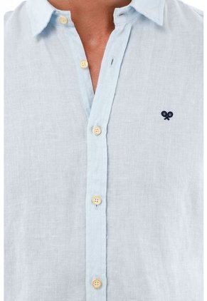 Tennis Camisa Azul En Lino Para Hombre