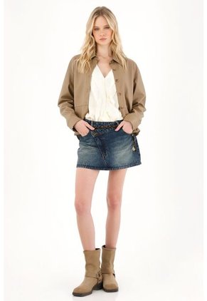 Tennis Falda Corta En Denim Con Jota Asimétrica Azul Para Mujer