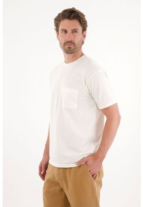 Tennis Camiseta Con Bolsillo De Parche Crudo Para Hombre