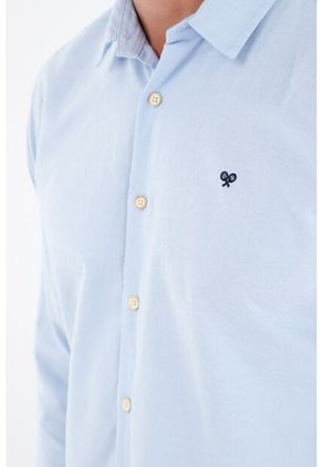 Tennis Camisa Azul Manga Larga Para Hombre