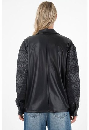 Tennis Chaqueta Negra Tipo Camisa Para Mujer
