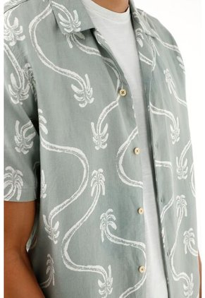 Tennis Camisa Con Estampado De Palmeras Para Hombre