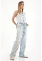 Tennis Jean Wide Leg Con Detalle De Malla Y Brillo Para Mujer de Tennis
