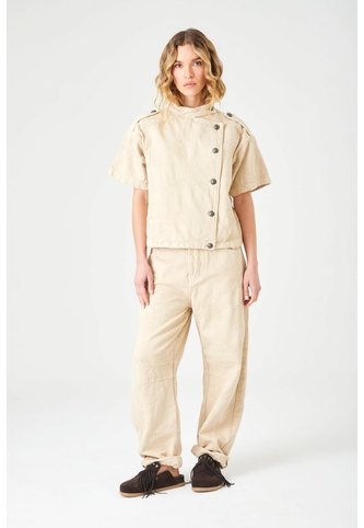 Tennis Pantalón Relaxed Con Textura En Relieve De Algodón Beige Para Mujer Tennis