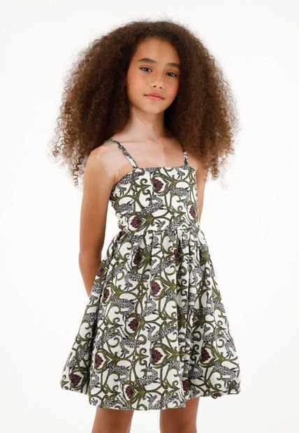 Vestido Corto Estampado Para Niña