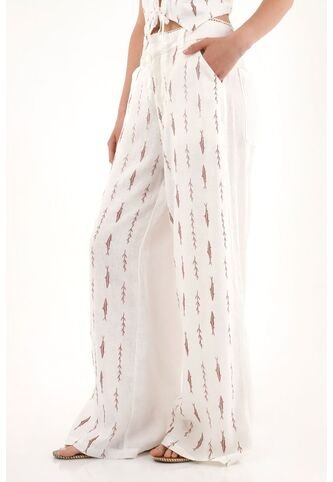 Tennis Pantalón Wide Leg Con Estampado De Peces Para Mujer Tennis