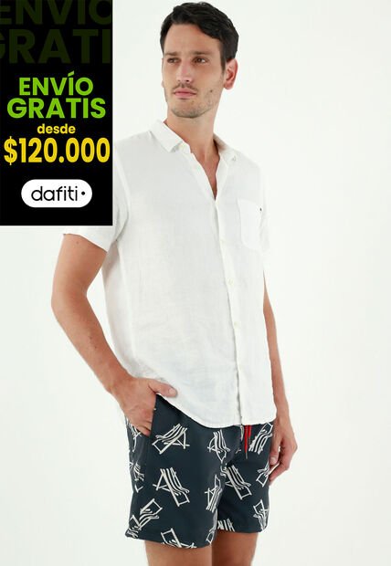 Pantaloneta De Baño Azul Estampada