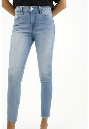 Jean Azul Con Desgaste Frontal Para Mujer