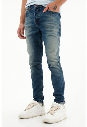 Tennis Jean Super Skinny Tiro Medio Azul Para Hombre