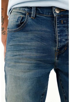 Tennis Jean Super Skinny Tiro Medio Azul Para Hombre