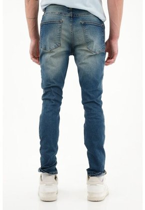 Tennis Jean Super Skinny Tiro Medio Azul Para Hombre