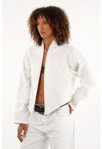 Tennis Chaqueta Crop Crudo Con Bordados Para Mujer