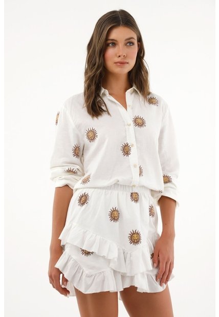 Tennis Falda Corta Con Estampado De Soles Para Mujer