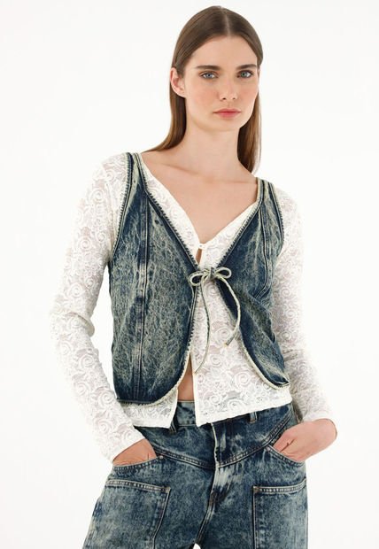 Chaleco En Denim Para Mujer