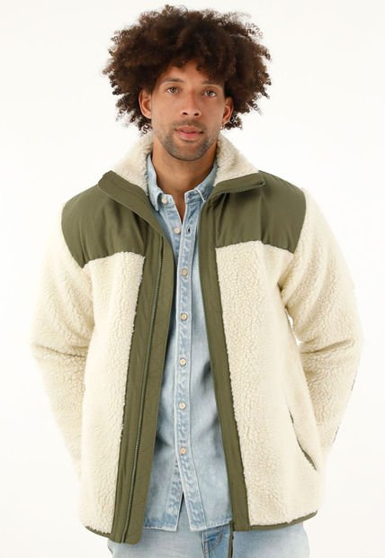 Chaqueta Verde De Cuello Alto Para Hombre