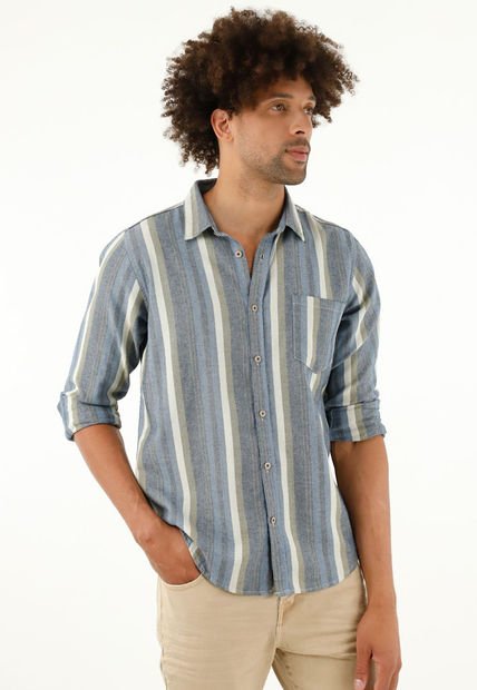 Camisa Manga Larga A Rayas De Color Para Hombre