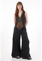 Tennis Pantalón Wide Leg En 100% Lino Negro Para Mujer de Tennis