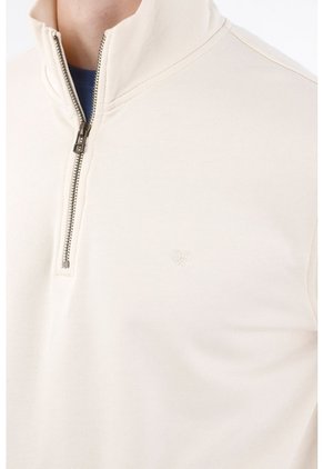 Tennis Buzo Regular Fit Con Media Cremallera En Algodón Beige Para Hombre