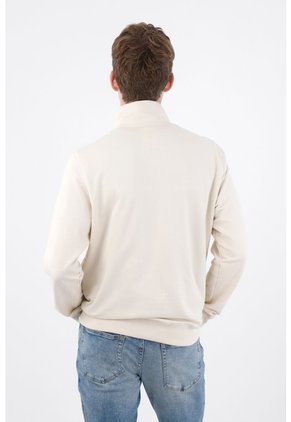 Tennis Buzo Regular Fit Con Media Cremallera En Algodón Beige Para Hombre