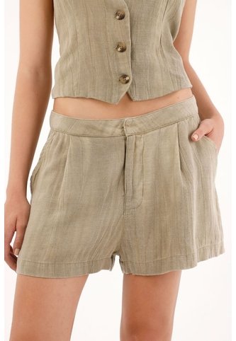 Short De Tiro Alto Con Prenses Café Para Mujer Tennis