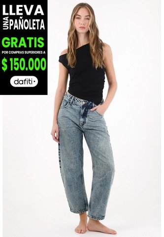 Tennis Jean Slouchy Tono Medio Azul Para Mujer Tennis