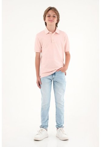 Jean Slim Tono Acid Wash Claro Para Niño Tennis