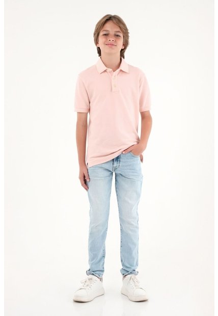 Jean Slim Tono Acid Wash Claro Para Niño