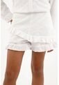 Bermuda Blanca En Ojalillo Con Boleros Para Niña de Tennis
