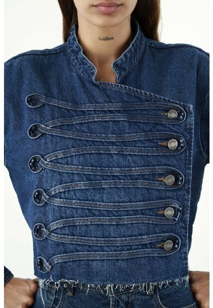 Chaqueta Azul En Denim Para Mujer