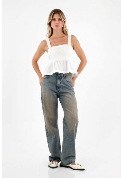 Tennis Camisa Crudo Con Escote Recto Para Mujer