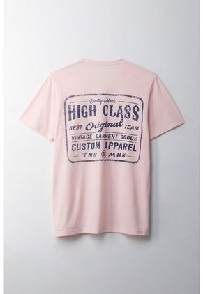 Camiseta Manga Corta Estampada Rosada Para Hombre