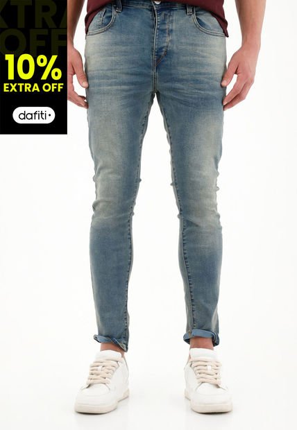 Jean Azul Super Skinny Para Hombre