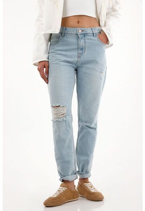 Tennis Jean Azul Con Rotos Localizados Para Mujer