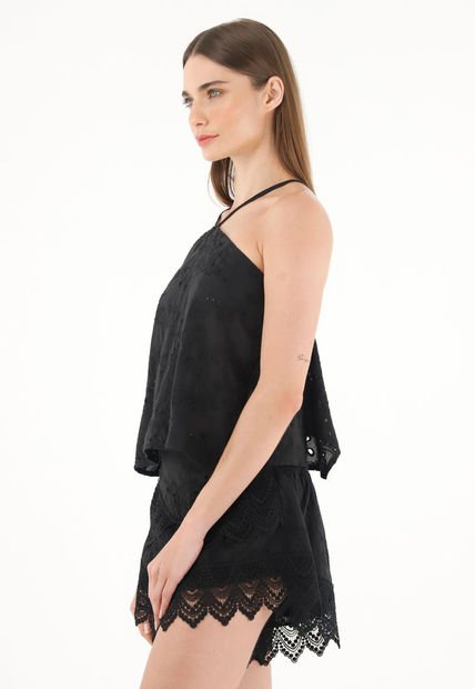 Camisa Tipo Pañoleta En Ojalillo Para Mujer