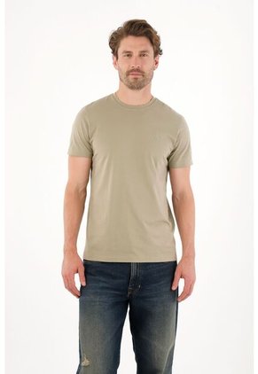 Tennis Camiseta Manga Corta Con Raqueta Bordada Verde Para Hombre