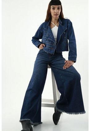 Chaqueta Azul En Denim Para Mujer