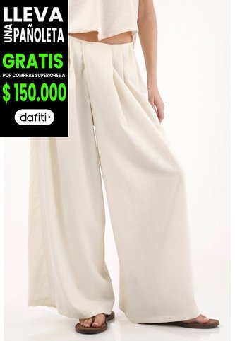 Tennis Pantalón Ancho Con Pretina Cruzada Crudo Para Mujer Tennis