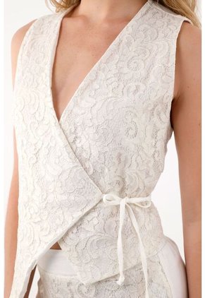 Chaleco Con Escote En V Crudo Para Mujer