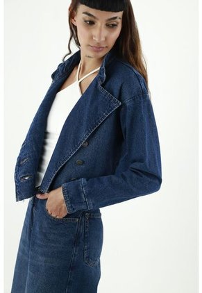 Chaqueta Azul En Denim Para Mujer